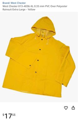 Brand: West Chester West Chester (contact info removed)-XL 0.35 mm PVC Over Polyester Rainsuit Extra Large - Yellow -