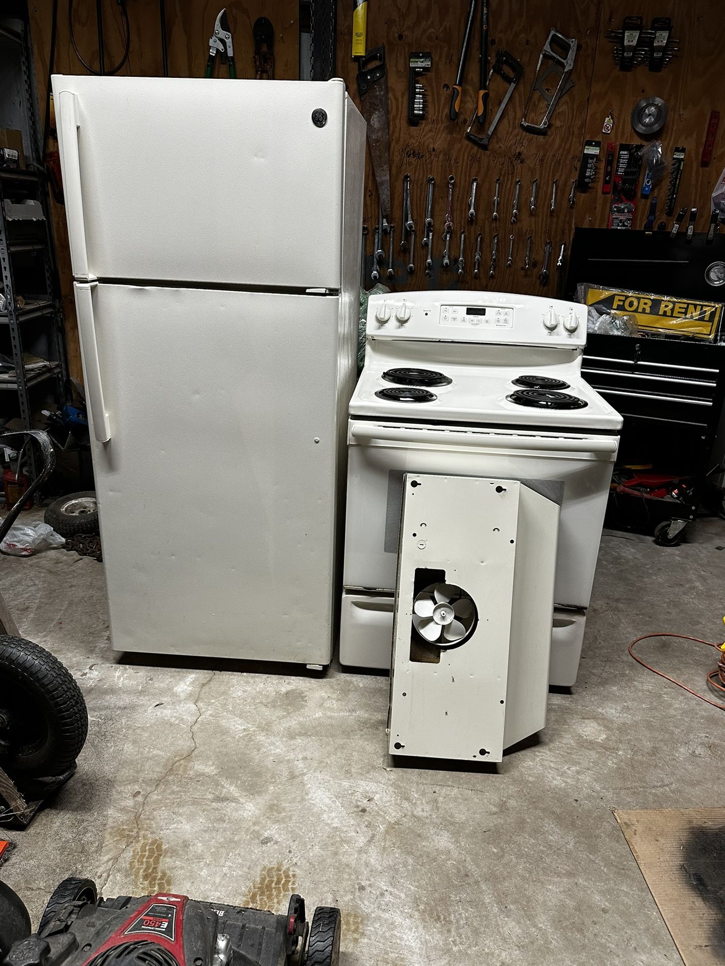 Fridge, Electric Stove And Vent 