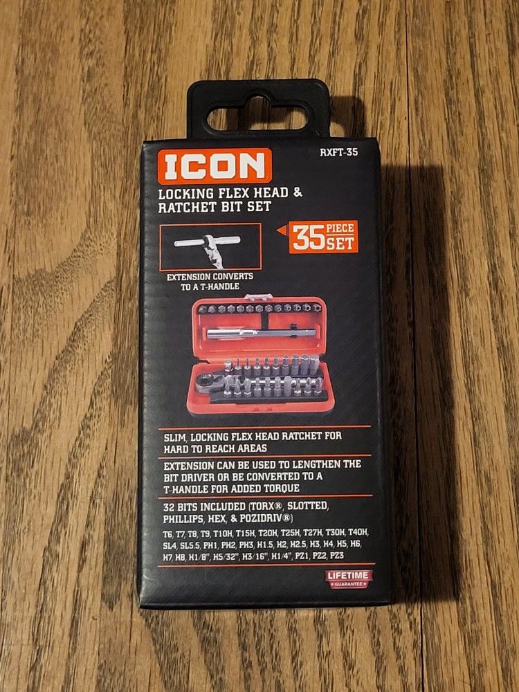 Icon Locking Flex-Head Ratchet 35 Piece Bit Set