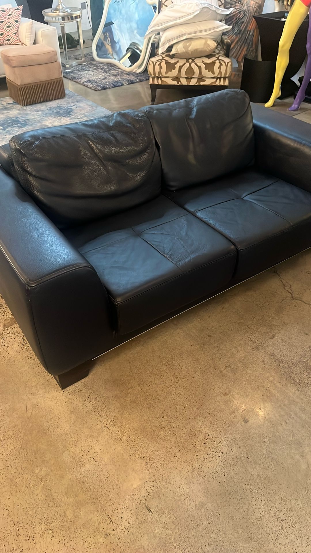 Roche Bobois Blue Small Sofa Couch, Super Nice In Good Condition