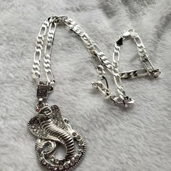 18 In. Cobra  Sterling Silver Plated Necklace 