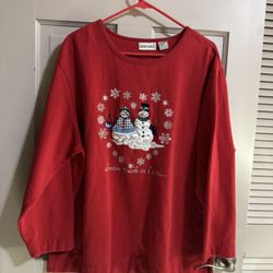 Fashion Bug Vintage Plus Size Snowman Holiday Sweatshirt Red Size 22/24