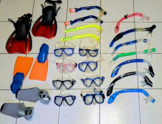 Snorkel/Mask sets, Fins - $20 and up - priced individually