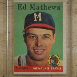 1958 Topps Baseball Card #440 ED MATHEWS MILWAUKEE BRAVES sealed in plastic