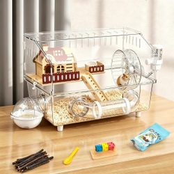 Acrylic Hamster Cage with All Accessories,17.7"x13"x11.8"