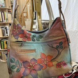 Anuschka Hand-Painted Leather Shoulder Bag 