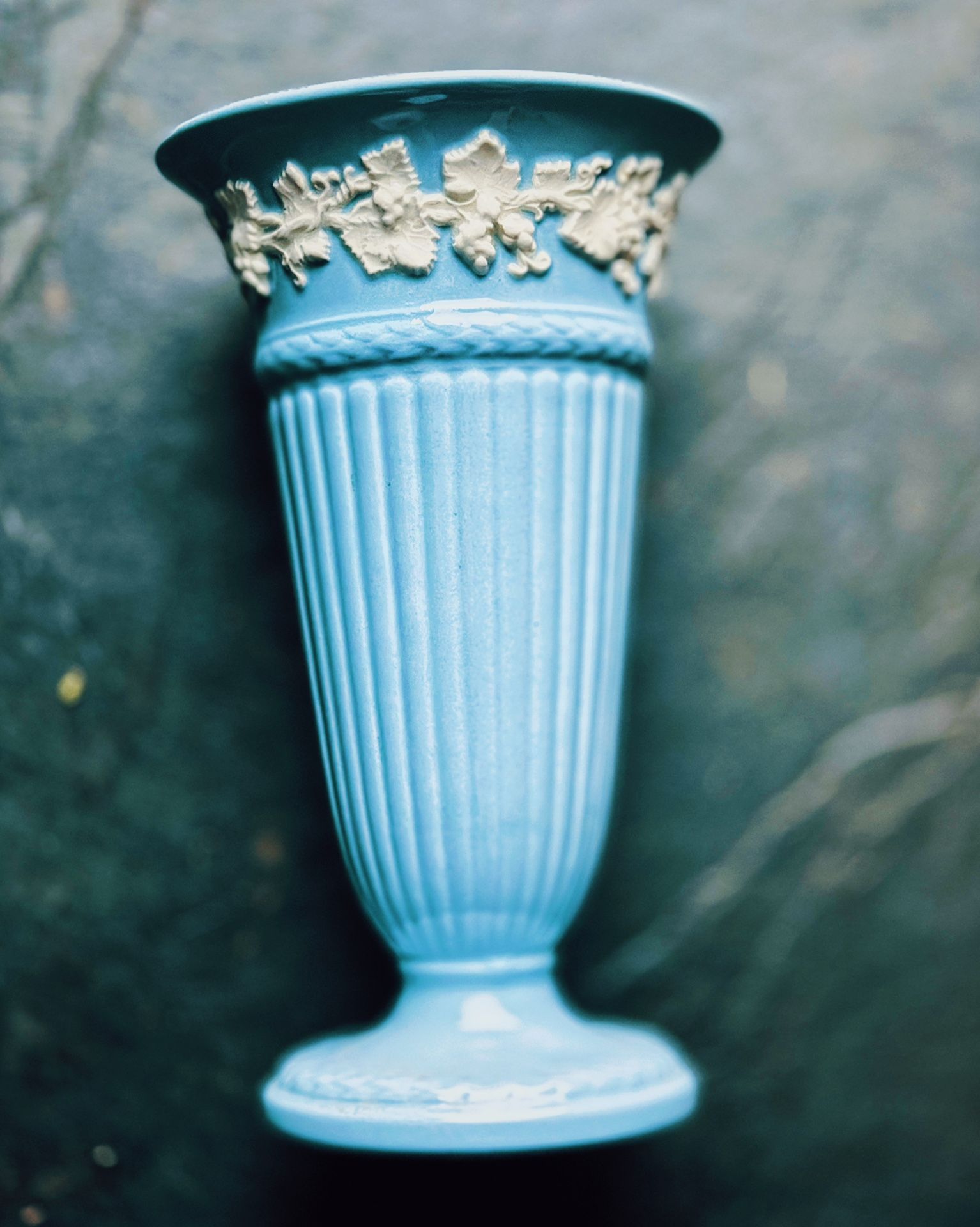 Wedgwood of Etruria & Barlaston Trumped Vase Embossed Queen's Ware England