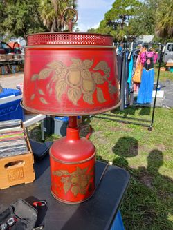 vintage toleware table lamp