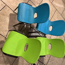 Stacking Kids Chairs Lime Green And Blue