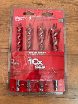 Milwaukee Speed Feed 4-Piece Auger Wood Drilling Bit Set