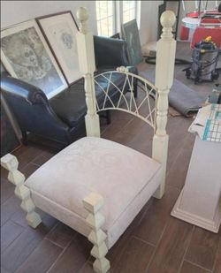 Vintage Oversized Accent Chair | Wood & Metal Frame | Upholstered Seat