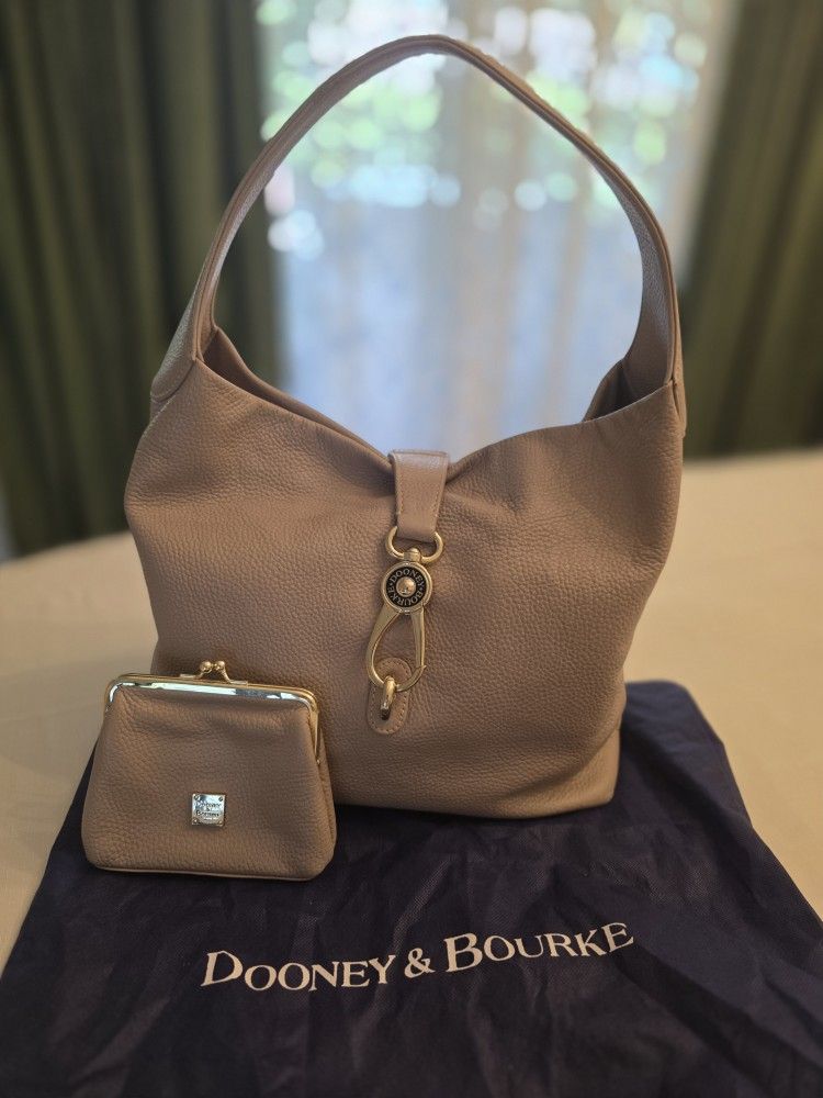 Dooney & Bourke Pebbled Leather Shoulder Bag & Coin Purse Set