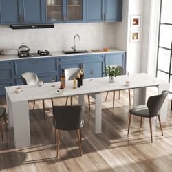 Expandable Dining Table for 10-12 People Transformer / Folding Console Space Saving Furniture Small Apartments White HILLCREST / UNIVERSITY HEIGHTS