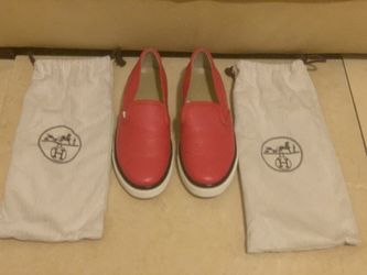 Hermes Women Leather Sneaker Loafer Shoe 36 Authentic
