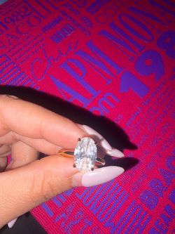 Oval Solitaire Ring Gold Tone Setting
