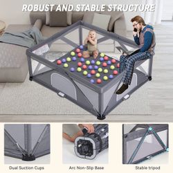 Costway Baby Play Pen - Gray (BB5560HS)