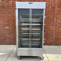 American Range ACB-7 Natural Gas Rotisserie with 5 Spits and Casters - 105,000 BTU