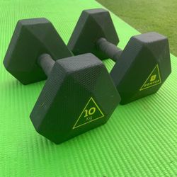 Decathlon Weight Training Hex Dumbbell, 22 lbs Each
