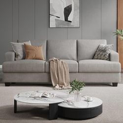 89 Inch Sofa with Extra Deep Seats Oversize, Corduroy Fabric 3 Seater Sofa for Living Room, Modern Couch and Sofa, Comfy Armrests and Seats