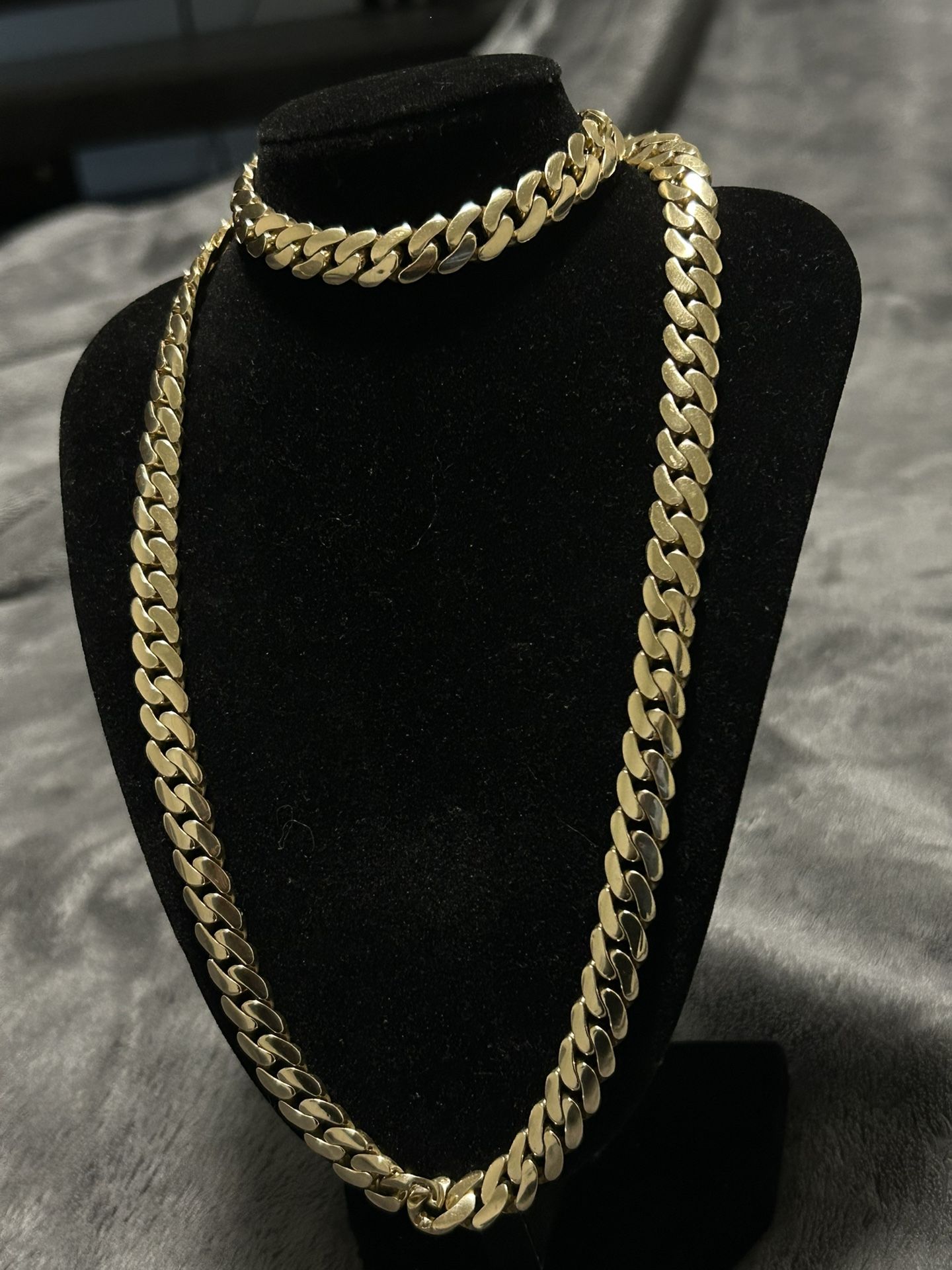 Brand new 10k gold Miami Cuban set 20inch chain 8inch bracelet 9.5mm 60g all real gold no trades