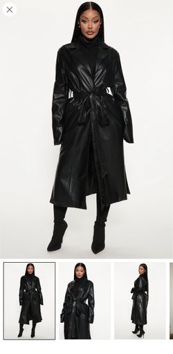 Faux Leather Trench- M