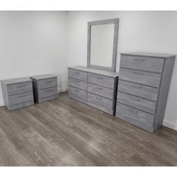 Dresser With Mirror Chest And Two Nightstands *** Cómoda Con Espejo Gavetero Y Dos Mesitas 