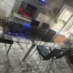 Six Chair Dinette Glass Table