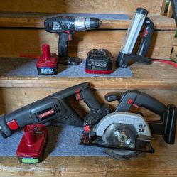 Craftsman Cordless Power Tool Set w/ Good Batteries, Charger and Case