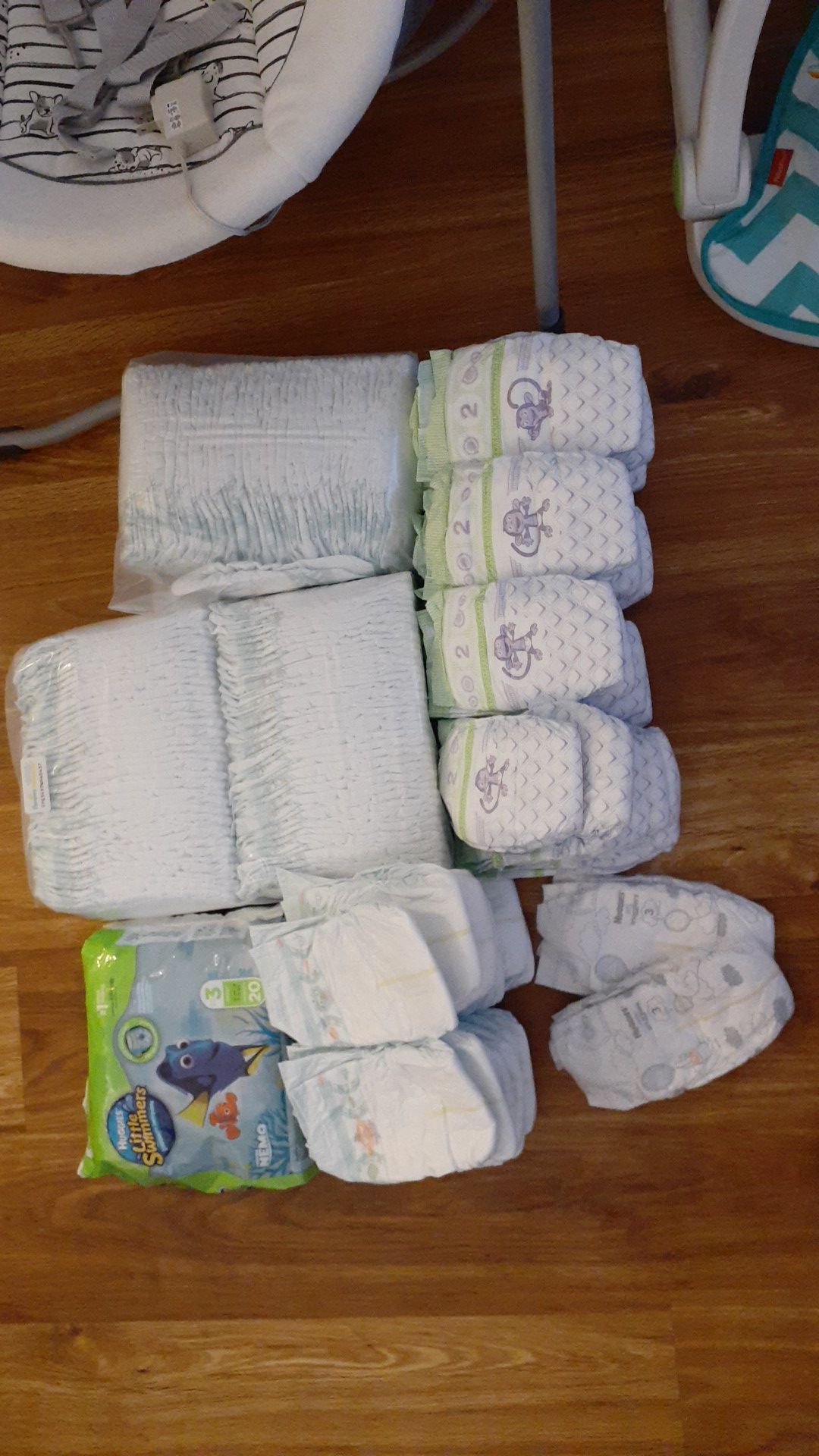 Variety of diapers size 2 and 3