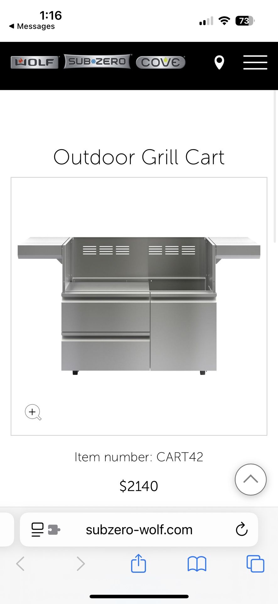$3k Sub Zero Wolf Outdoor Grill Cart (Brand new)