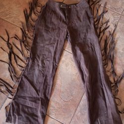 Brown  fringe pants