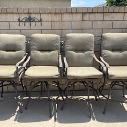Patio Outlet bar stools  x4 with cushions cast aluminum