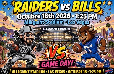 2Tix Raiders vs Bills Sunday October 18th 1:25 Section 432 Row 6 Seats 24-25 $385 EACH