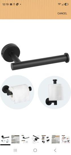Toilet Paper Holder - SUS 304 Stainless Steel Toilet Paper Holder Wall Mount, Toilet Paper Roll Holder for Bathroom, Kitchen, Washroom - Matte Black