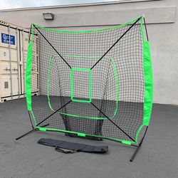 Brand New $55 Baseball & Softball Practice Hitting & Pitching 7x7’ Net with Bow Frame, Carry Bag