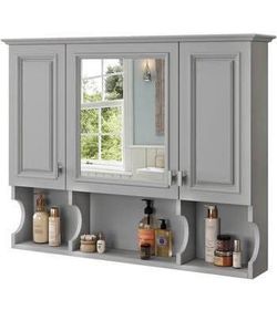 Newly Assembled 35x28 Bathroom Wall Cabinet with Mirror Wall Mounted Medicine Cabinet