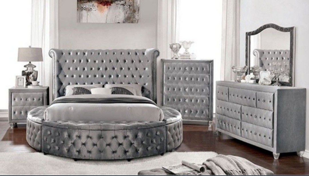 Brand New Plush Grey King Size Bedroom Set