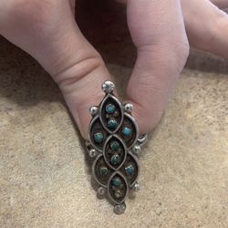 Vintage Zuni turquoise snake eye ring