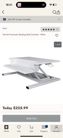 Luxor Standing Desk “Topper” white