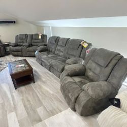 HOT DEAL] McCade Cobblestone Reclining Living Room Set
