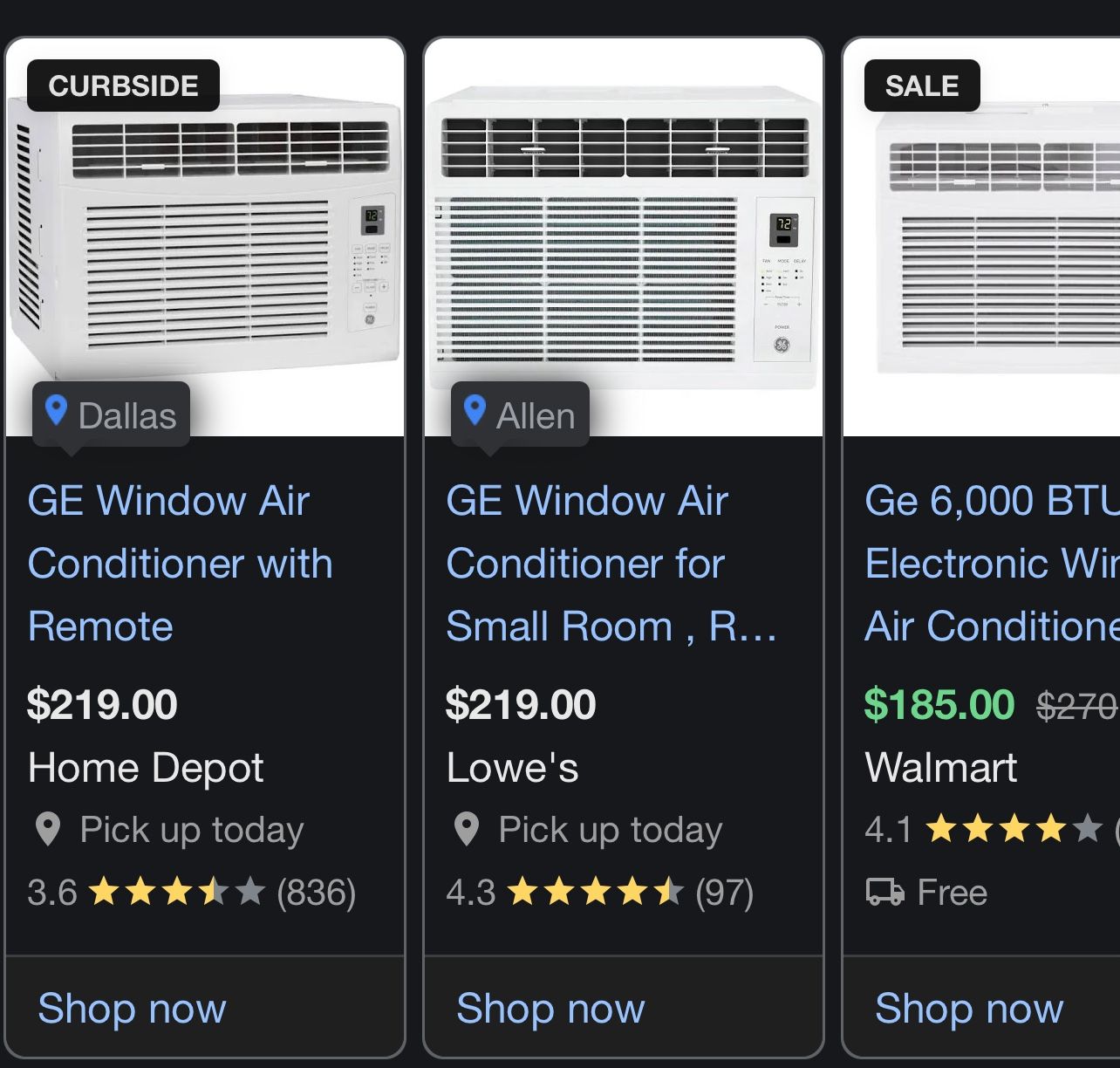 GE Window AC $80