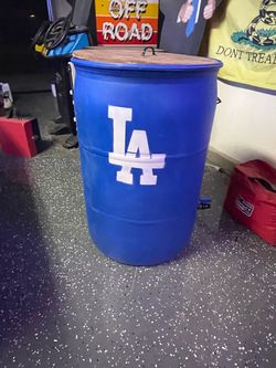 LA Dodgers Painted Plastic Barrel cooler