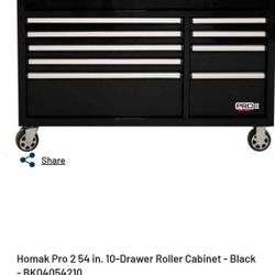 Homak Pro 2 54 in. 10-Drawer Roller Cabinet - Black -