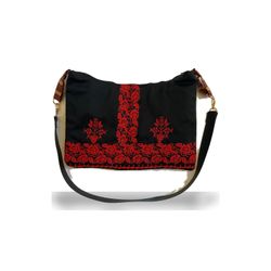 Palestinian Thobe Red Tatreez Zipper Crossbody Bag