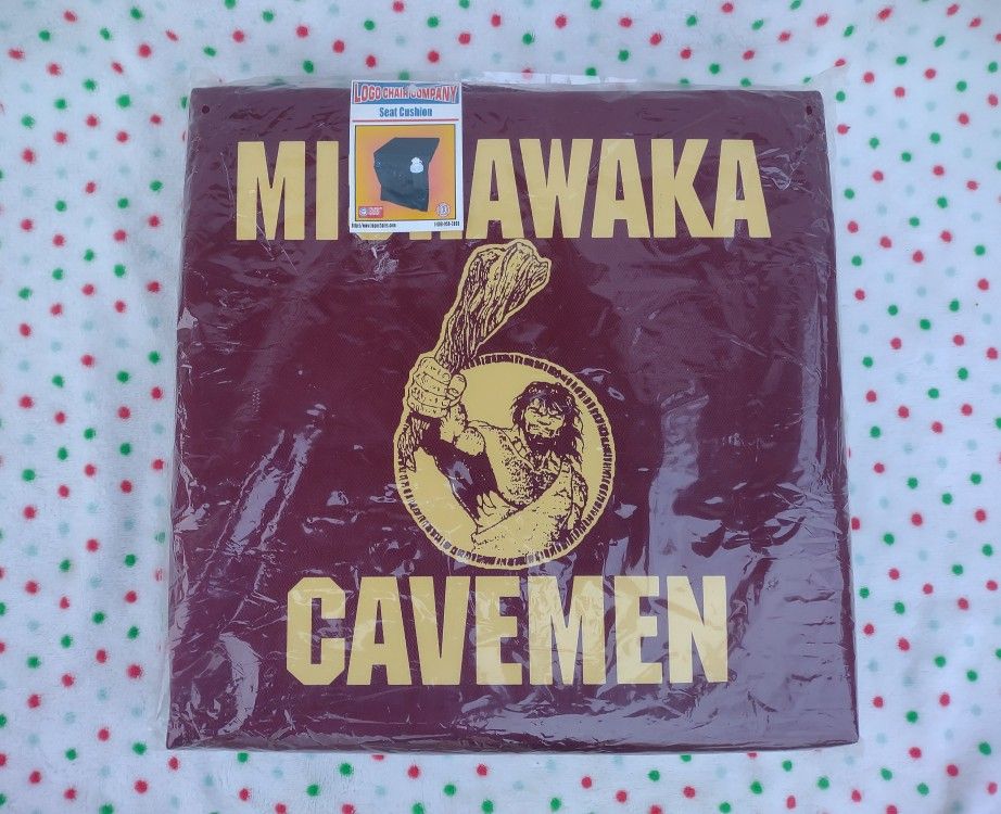 Mishawaka Cavemen Highschool Logo Chair Company Seat Cushion W/ Storage