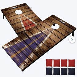Cornhole Set Includes 8 Classic Bags Rustic Wood