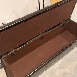100% leather queen storage bench