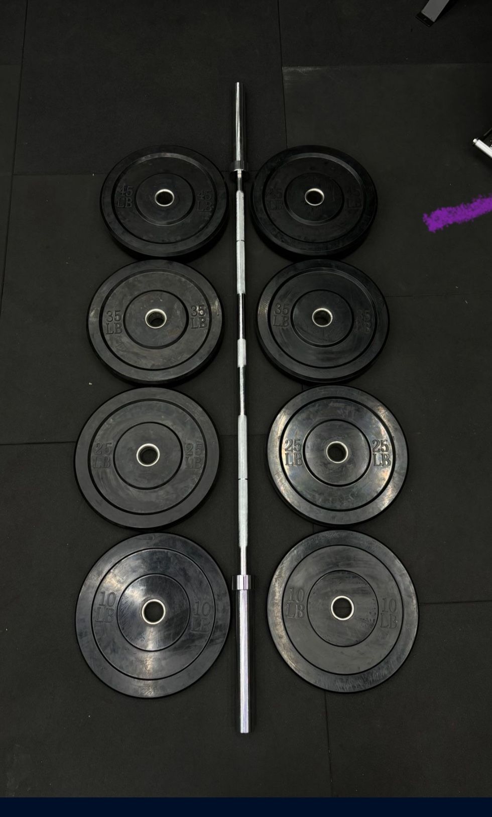 Vesta Olympic Barbell (700 lb Weight Capacity) + Weight Plate Set 230 lb