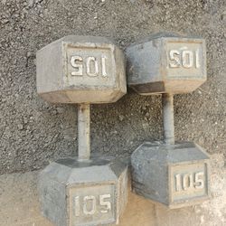 Pair Of Metal Dumbbells 105lbs Each