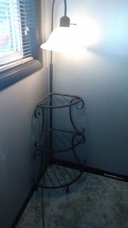 Three tier corner lamp with three shelves